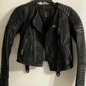 Genuine Leather Moto Jacket - H&M